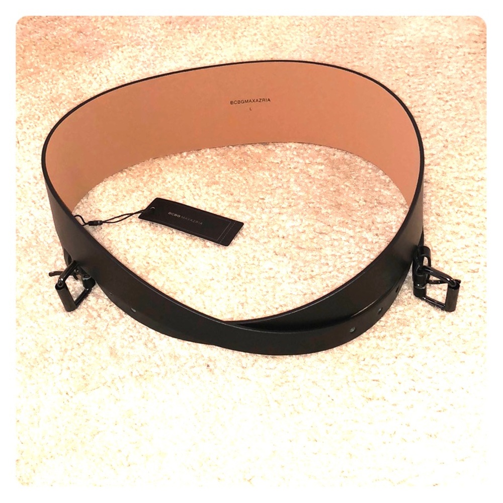 BCBGMaxAzria Black Leather Strap Buckle Belt